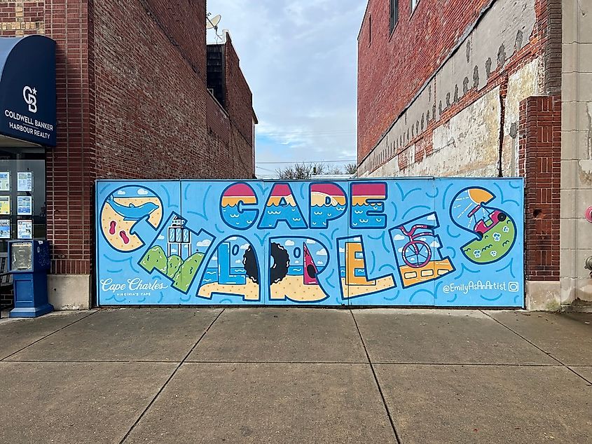 A mural on Mason Avenue in downtown Cape Charles, Virginia.