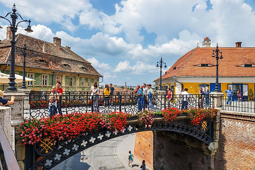  Old Town Square in the historical center of Sibiu was built in the 14th century, Romania