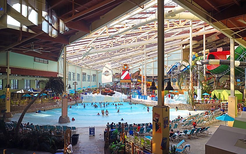 Aquatopia indoor waterpark at the Camelback Mountain Resort in Tannersville. -EQRoy / Shutterstock.com