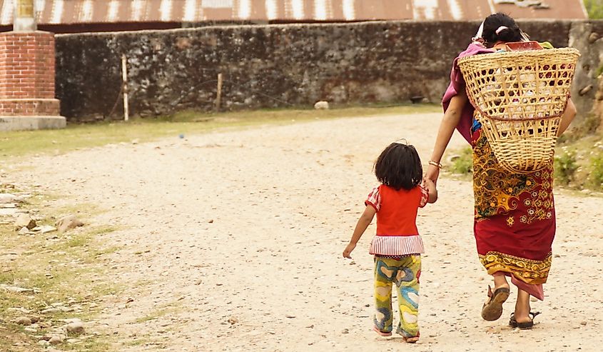 mother and child in the third world country Nepal