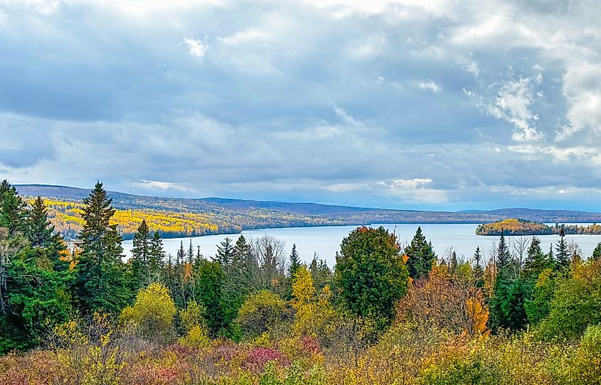 Rangeley Lake in October from the Shelton Noyes Overlook, near Rangeley, Maine