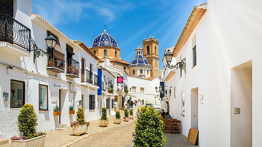 Street of Altea old town in Spain