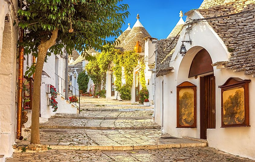 The unique trulli dwellings of Alberobello, Italy.