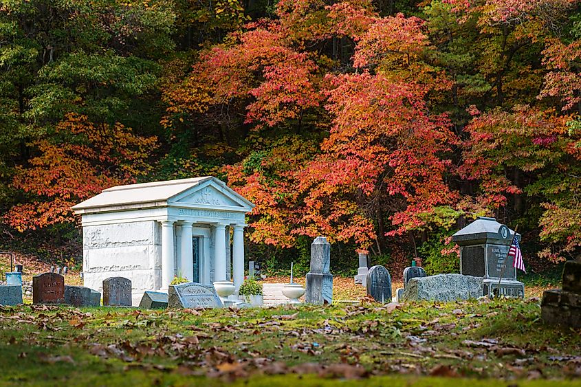 Saint Mary's Cemetery in Autumn. Located within Watkins Glen State Park in Upstate NY.