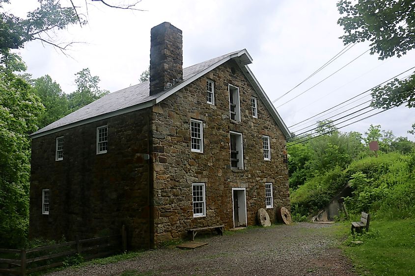 View of the historic Cooper Grist Mill in Chester, New Jersey