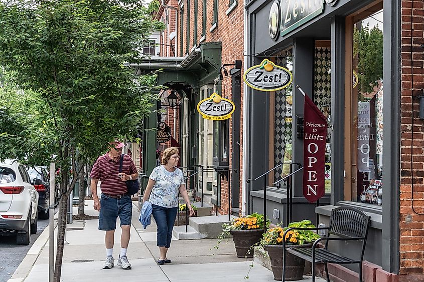 People waking around in Lititz, Pennsylvania