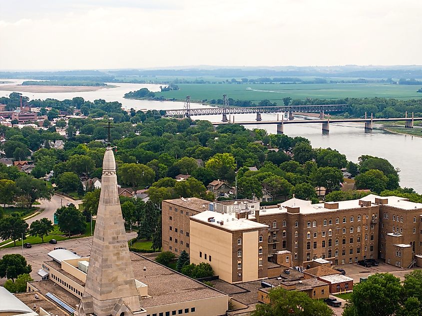 Aerial view of Yankton, South Dakota.