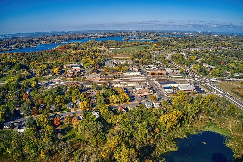 Aerial View of the Twin Cities Suburb of Prior Lake, Minnesota