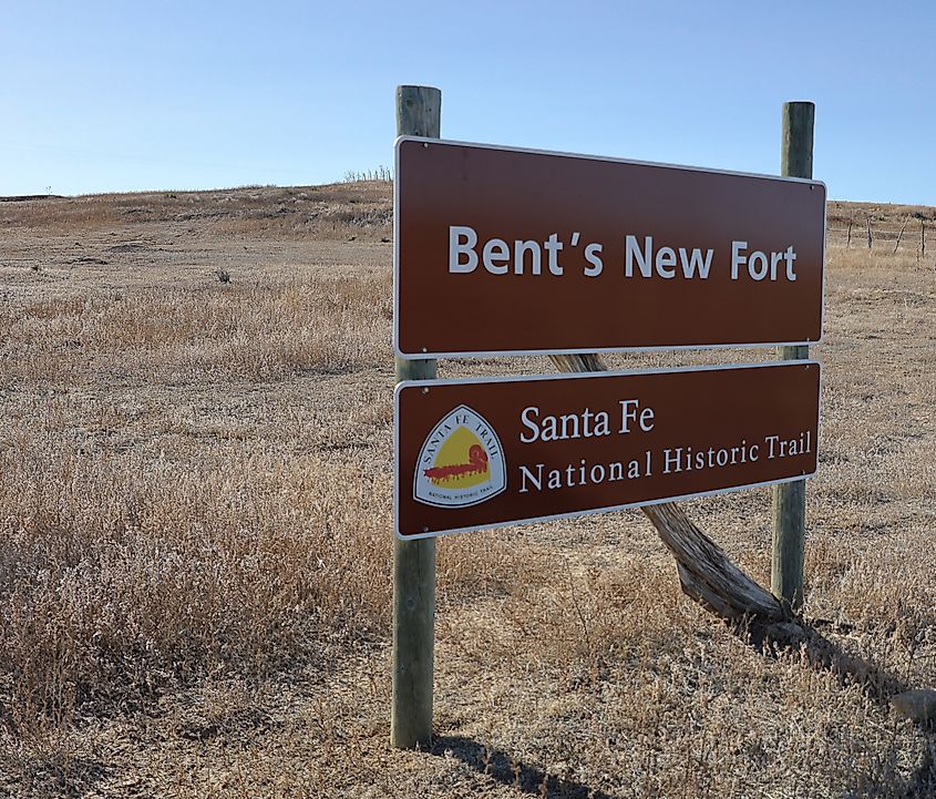 The sign for Bent's New Fort in Prowers County, Colorado.