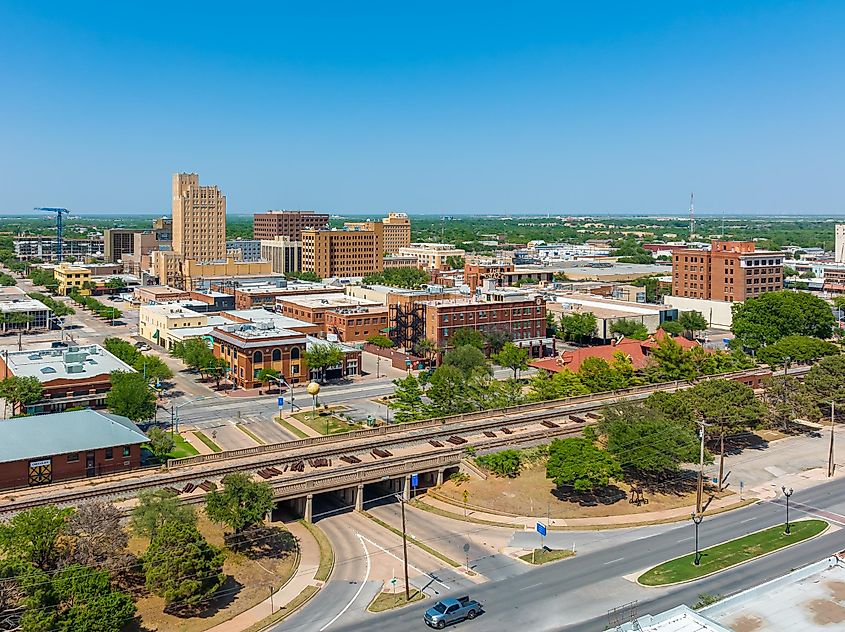 Aerial view of Abilene, Texas downtown