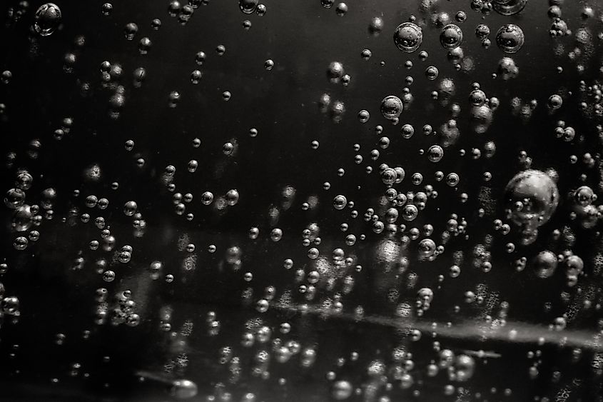 Balls of mercury up close.