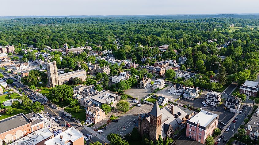 Aerial view of Morristown, New Jersey.