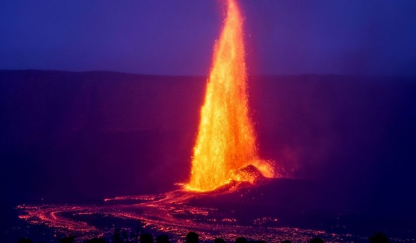 Molten lava erupts from Halema'uma'u crater inside Kilauea caldera