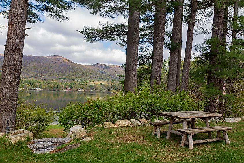 A picnic spot by Lake Algonquin, New York.