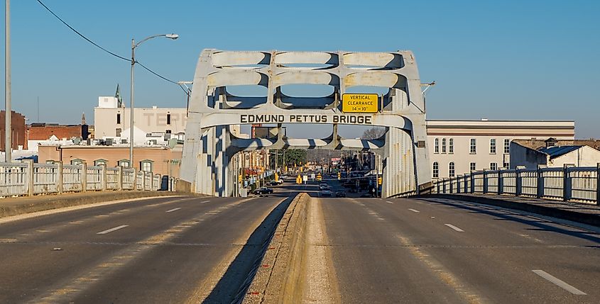 The Edmund Pettus Bridge, site of the Bloody Sunday attack in 1965 in Selma, Alabama