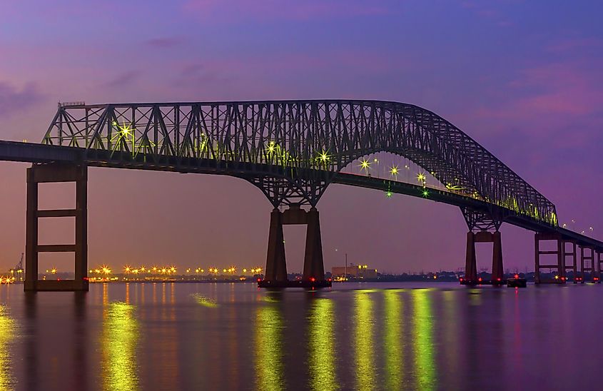 The Middle-Left Column, of the Francis Scott Key Bridge, was struck by a Cargo Ship which caused collapse on March 26, 2024.
