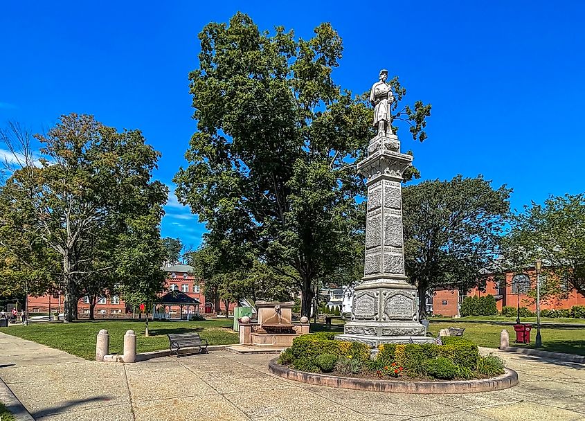 The town green in Naugatuck, Connecticut.