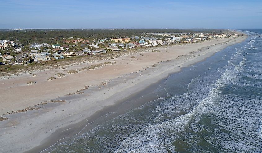 Aerial view of St Augustine Beach, Florida.