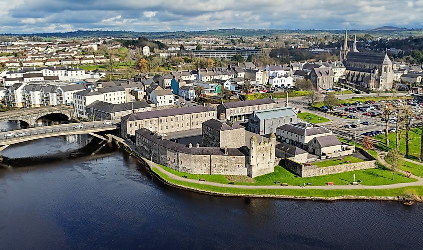 Drone view of Enniskillen Castle Museum, Northern Ireland 