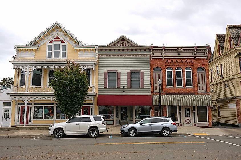 Three buildings on Main Street in Wyalusing, Pennsylvania