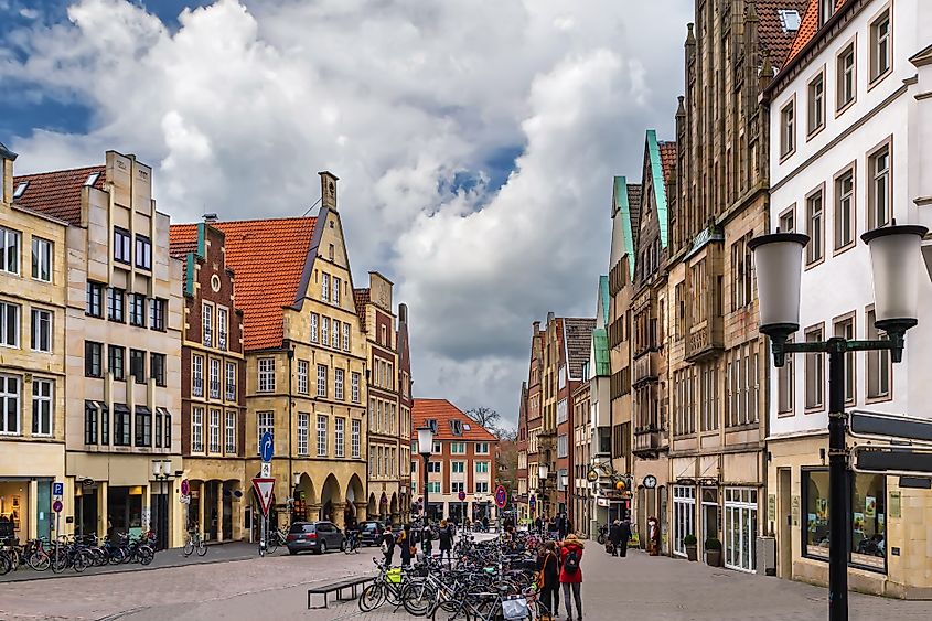 Prinzipalmarkt, the historic gabled street in Münster, Germany. Via Shutterstock / Borisb17.