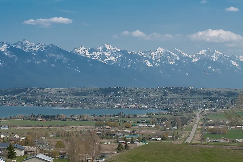 Aerial view of Polson, Montana.