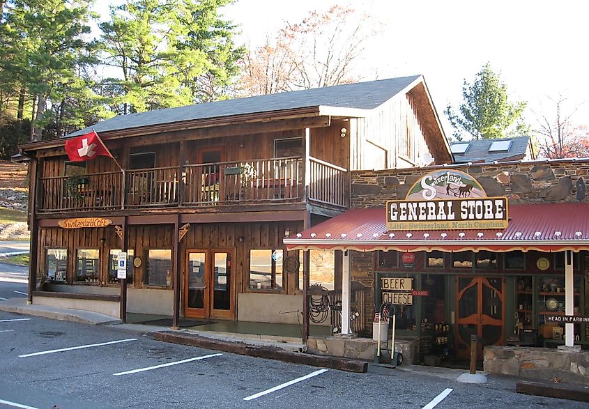 Shops in downtown Little Switzerland, via Jdshepard Â on Wikipedia