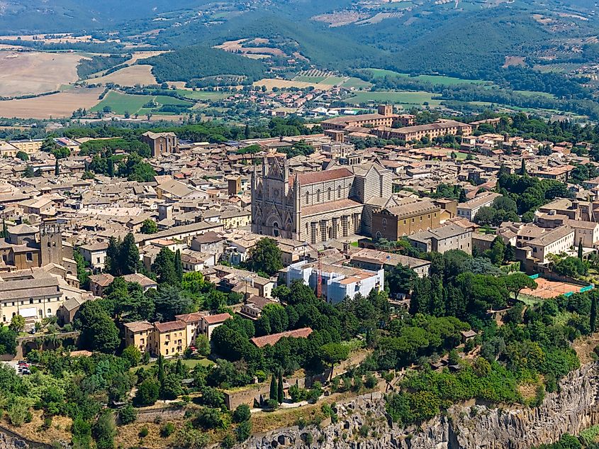 Aerial view of Orvieto with the Orvieto Cathedral