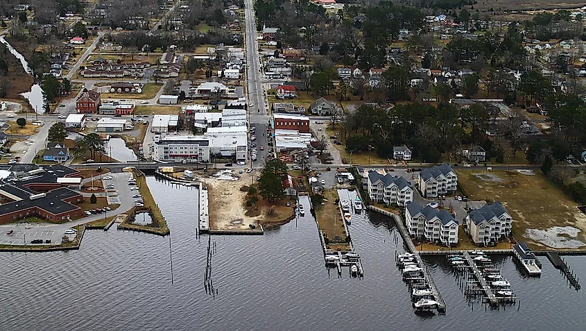 View of downtown Belhaven North Carolina.