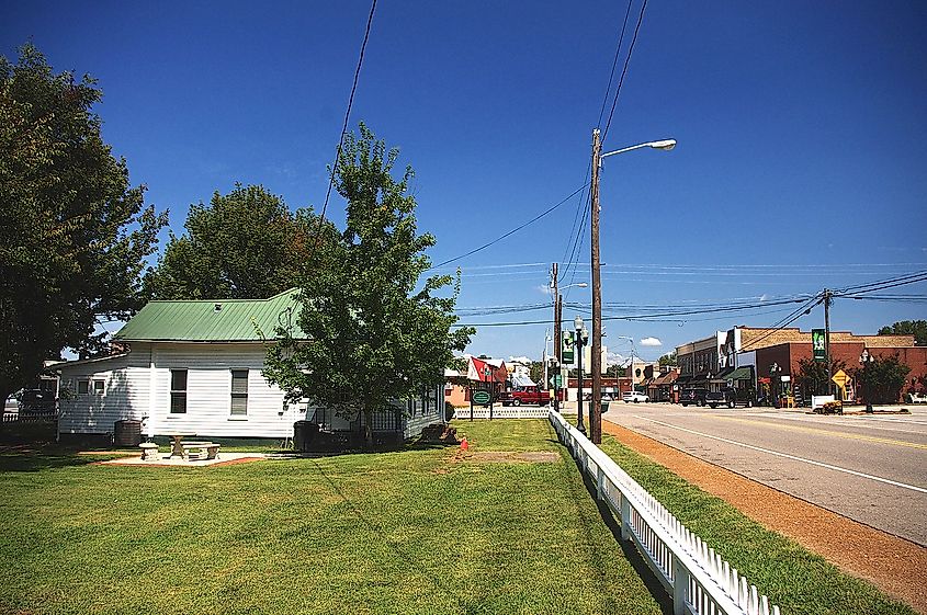 Downtown street in Ardmore, Alabama, United States.