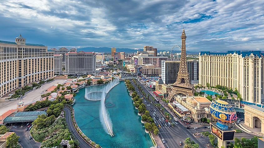 World famous Las Vegas Strip in Las Vegas, Nevada