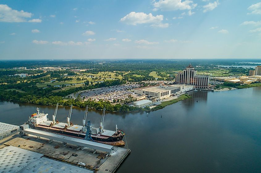 Aerial view of Lake Charles, Louisiana.