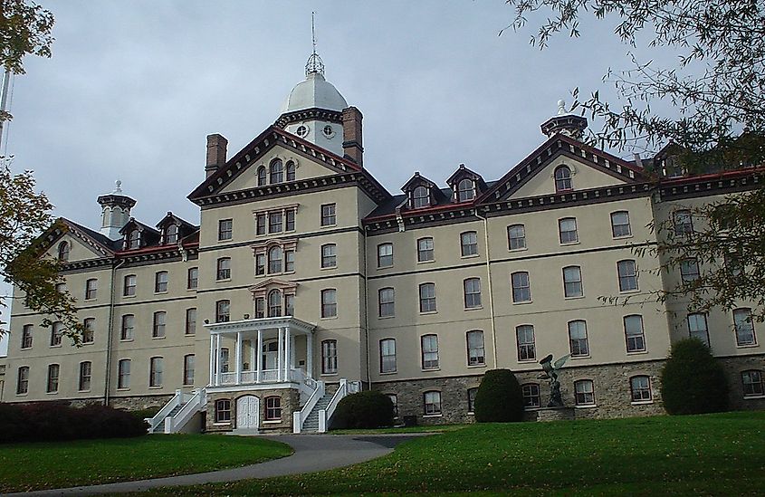 Old Main on the present day Widener University Campus, in Delaware County, Pennsylvania.