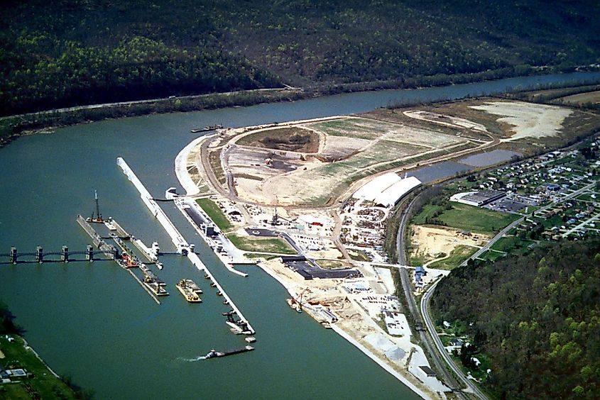 Winfield Lock and Dam on the Kanawha River at Winfield, West Virginia