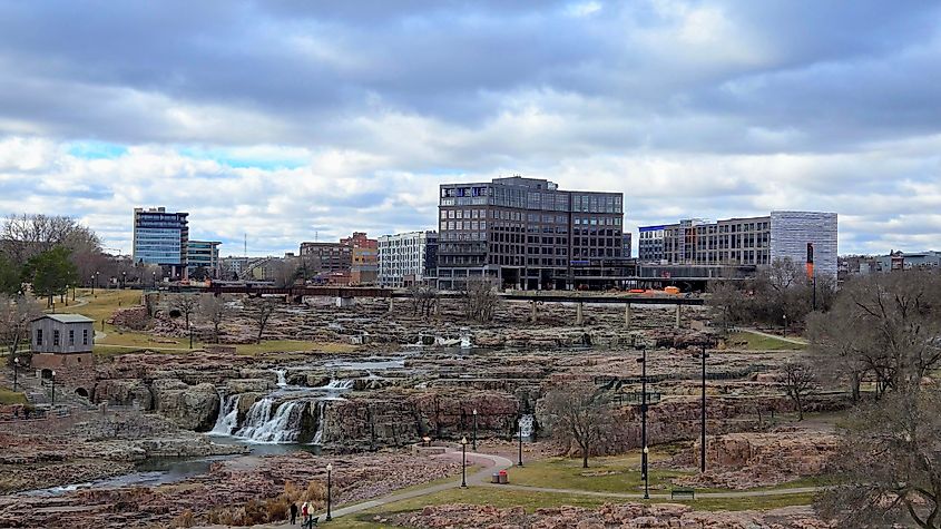 View of Falls Park, a short drive west of Whittier in Sioux Falls, South Dakota.