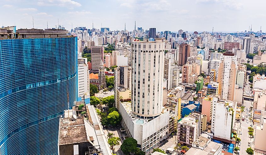 The curving Edificio Copan in Sao Paulo, Brazil.