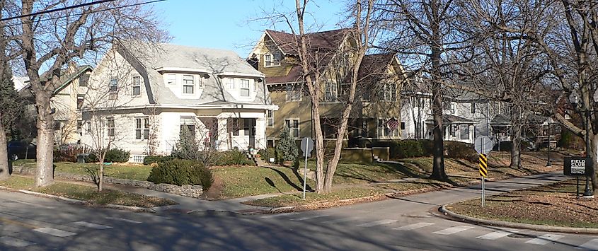 Northeast corner of Woolworth Avenue (runs eastward to the right) and 36th Street (runs northward to the left) in Omaha, Nebraska.