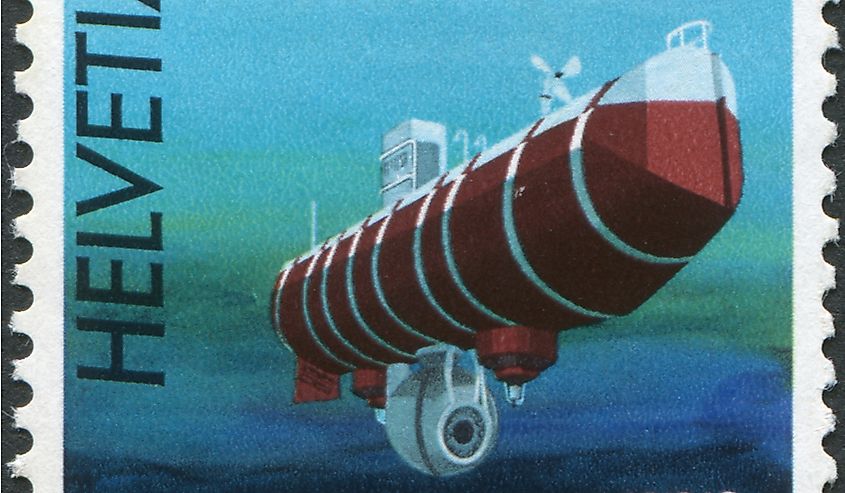 Stamp of the bathyscaphe Trieste