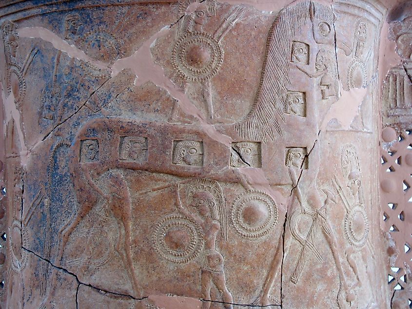 The Mykonos vase, dated to about 670 BC, carrying one of the earliest known renditions of the Trojan Horse