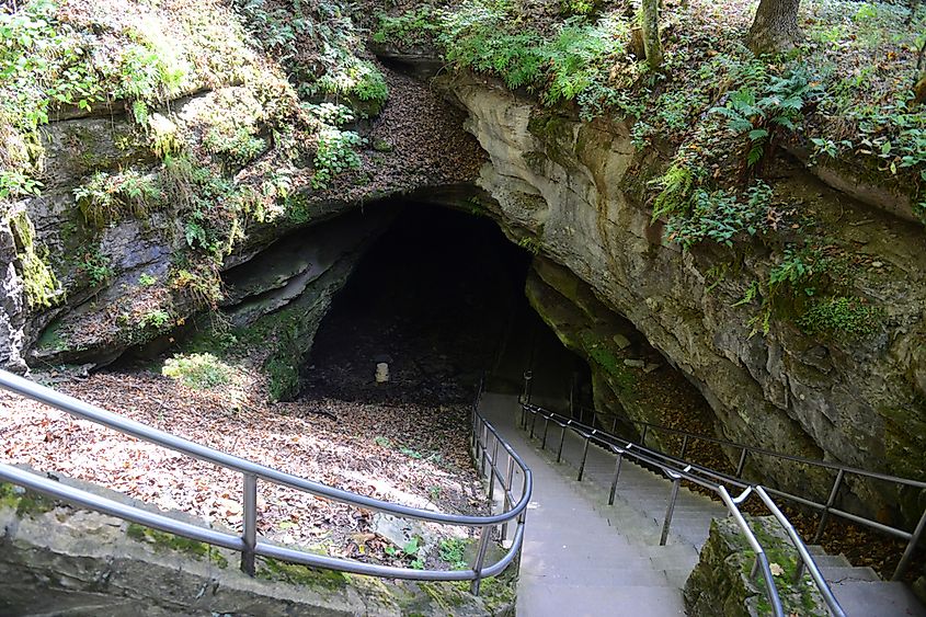 Historic entrance of Mammoth Cave National Park, Kentucky, USA. This national park is also UNESCO World Heritage Site since 1981.