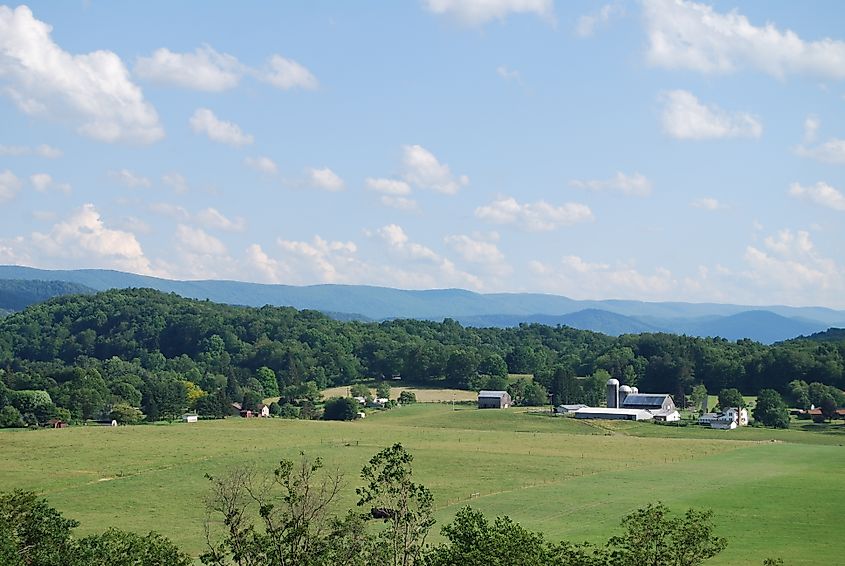 Farmland near the town of Elkins in West Virginia.