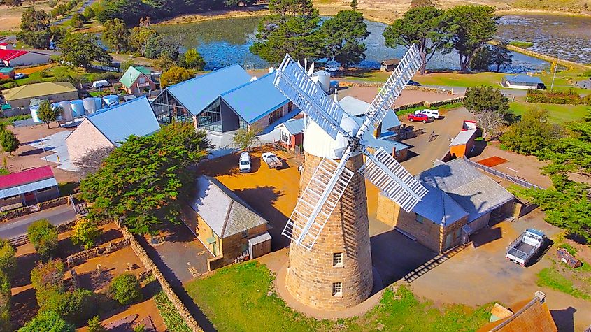Callington Mill historical wind mill in Tasmania, Australia.