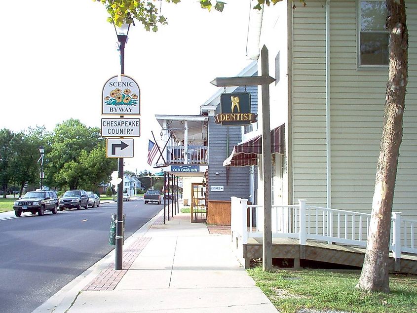 Main street in Rock Hall, Maryland. Image credit Captain Bluecrab, CC BY-SA 3.0, via Wikimedia Commons