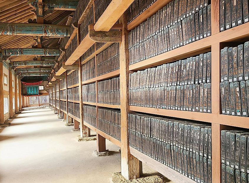 the Tripitaka Koreana, the complete collection of Buddhist scriptures carved on over eighty thousand woodblocks