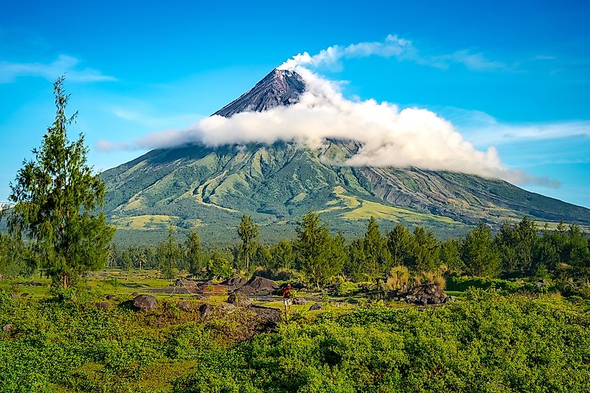 Mayon Volcano is an active stratovolcano in the province of Albay in Bicol Region, on the island of Luzon in the Philippines. Image credit: Puripat Lertpunyaroj/Shutterstock.com