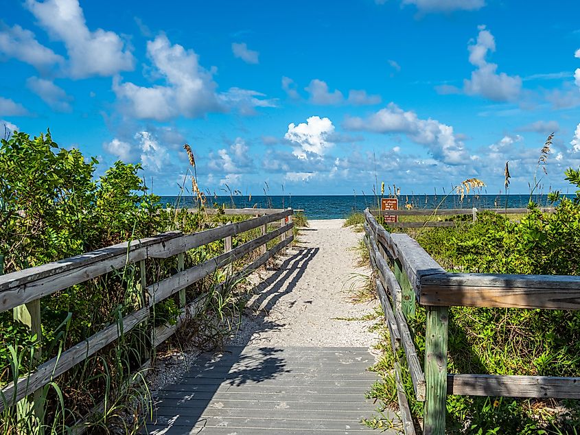 Walkway to the beach in Stump Pass State Park in Englewood, Florida