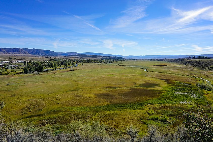 View of the White River Valley and the town of Meeker Colorado.