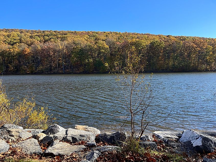 Fall is a beautiful season at Hunting Creek Lake, located within Cunningham State Park, in the Catoctin Mountain Wilderness, Frederick County, Maryland.