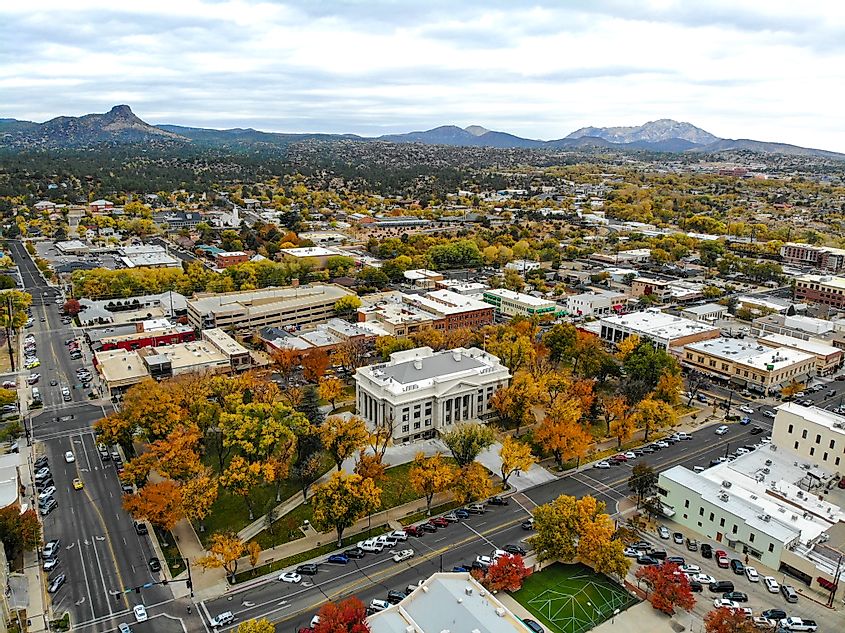 View of the townscape of Prescott, Arizona.