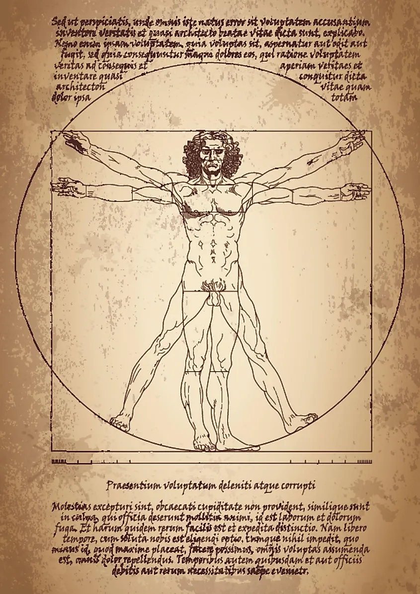 Leonardo da Vinci's Vitruvian Man, an example of the blend of art and science during the Renaissance